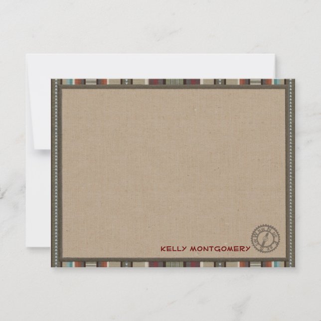 Lodge Style Personalized Flat Note Cards - Compass (Front)