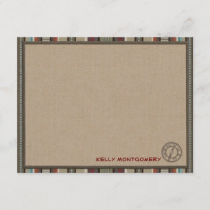 Lodge Style Personalized Flat Note Cards - Compass