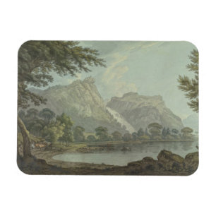 Lodore Rocks - fall & cottage distance (pen & ink Magnet