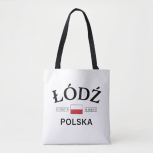 Lodz Polska (Poland) Polish Coordinates Tote Bag
