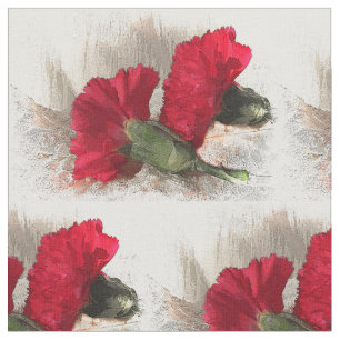 L'oeillet rouge fleurit le tissu