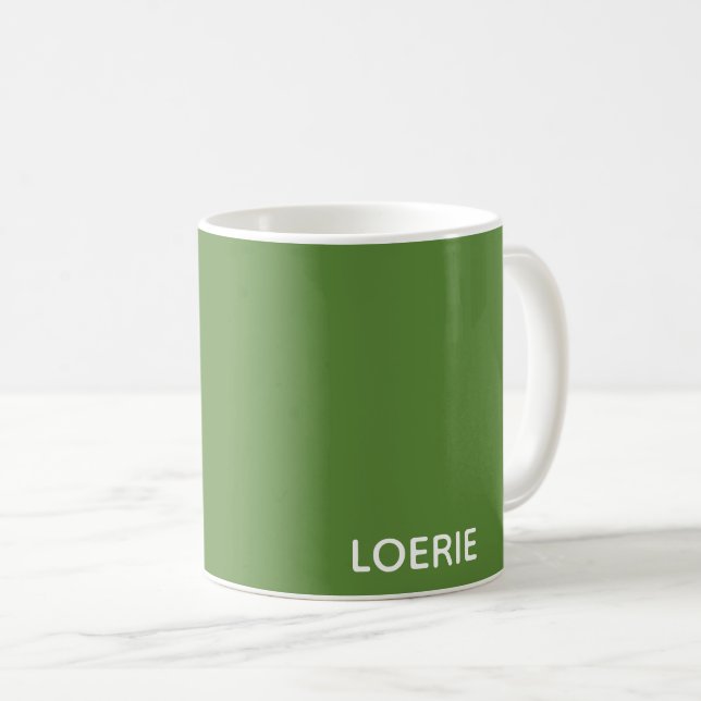 Loerie green colour name coffee mug (Front Right)
