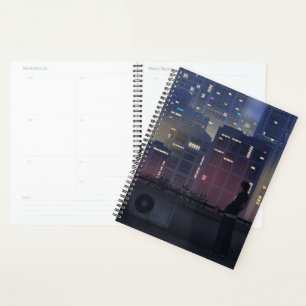 Lofi Anime City Skyline Daily Planner - Aesthetic