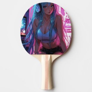 Lofi Gamer Girl   Chill Anime Aesthetic Ping Pong Paddle