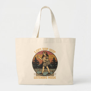Lofi hip hop chillhop music large tote bag