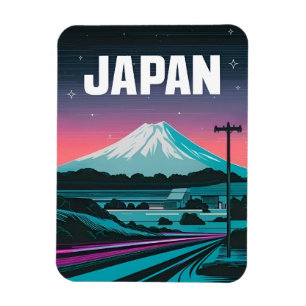 LoFi Vaporwave Retro 80s Japan Mount Fuji Magnet