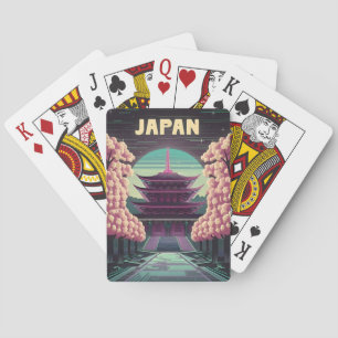 LoFi Vaporwave Retro 80s Japanese Temple Sakura Playing Cards