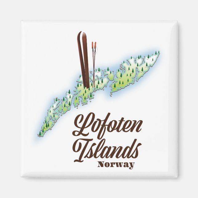 Lofoten islands, Norway ski poster. Magnet (Front)