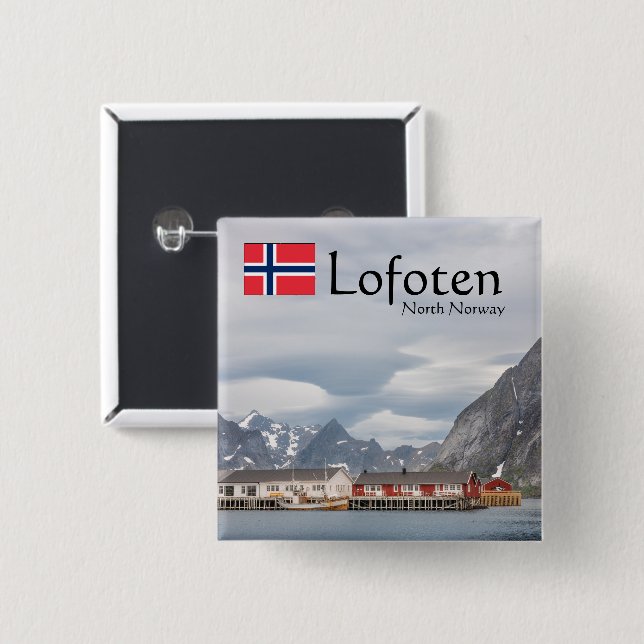 Lofoten Norway 2 Inch Square Button (Front & Back)