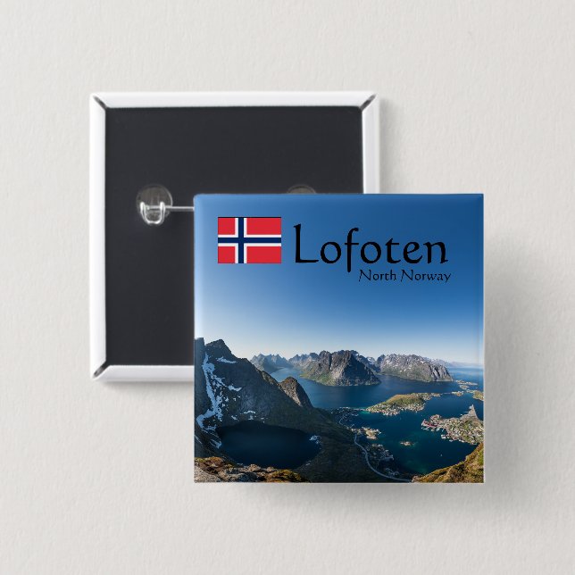 Lofoten Norway 2 Inch Square Button (Front & Back)