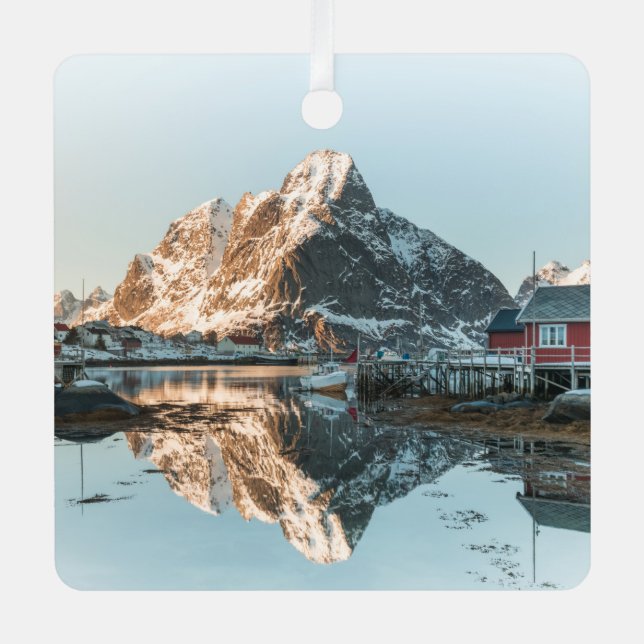 Lofoten Norway Landscape Photo Metal Ornament (Front)