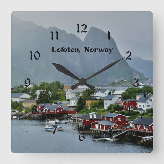 Lofoten, Norway scenic landscape photograph Square Wall Clock (Front)