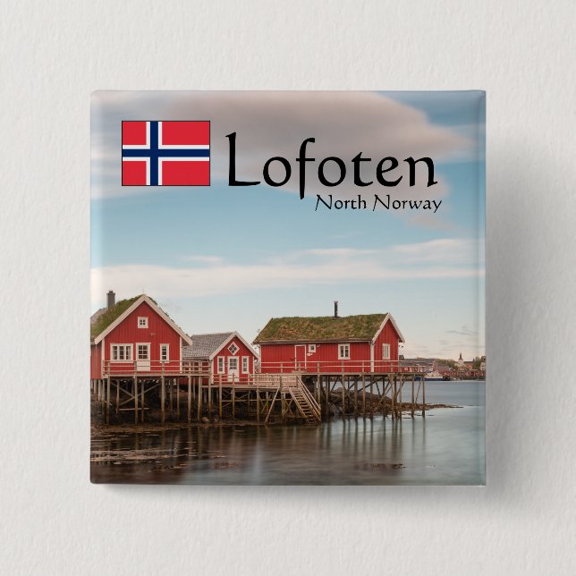Lofoten Norway Souvenir 2 Inch Square Button (Front)