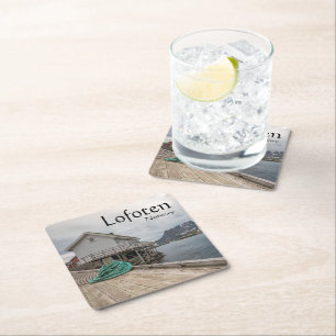 Lofoten Norway Square Paper Coaster