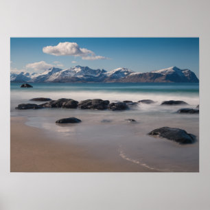 Lofoten Vikten Beach Landscape photo Poster