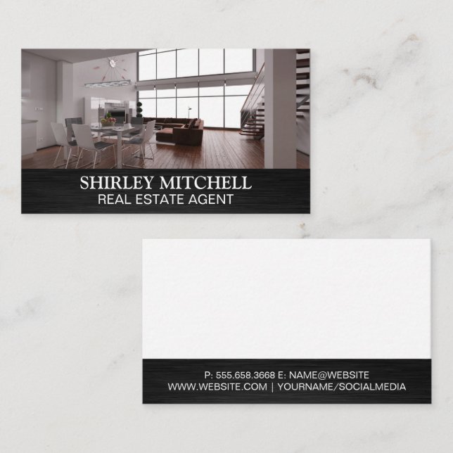 Loft Kitchen and Stairway | Real Estate Home Business Card (Front/Back)