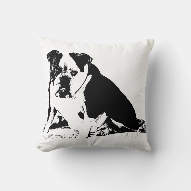 Loft Stillness, Bulldog Throw Pillow (Front)
