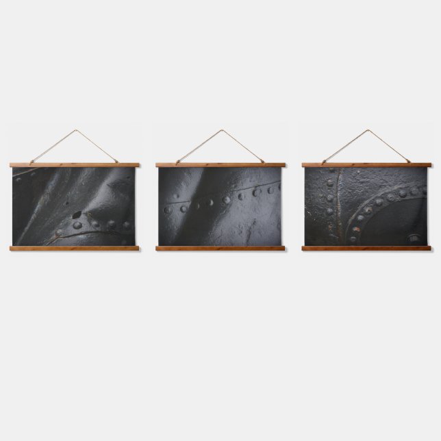 Loft style minimalist black metal hanging tapestry (Triple)