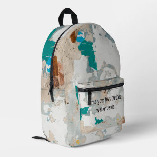 Loft style old painted brick wall  printed backpack