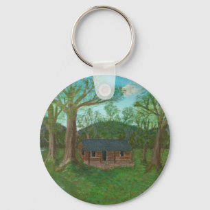 Log Cabin and Trees Keychain