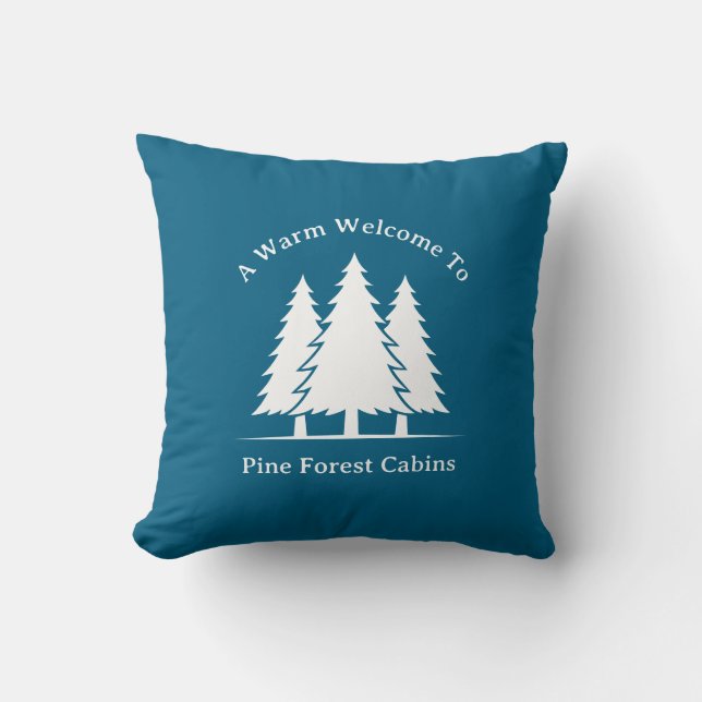 Log Cabin Bed and Breakfast or Guest House Welcome Throw Pillow (Front)