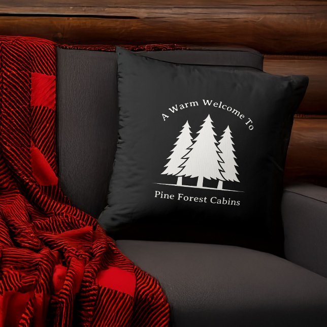 Log Cabin Bed and Breakfast or Guest House Welcome Throw Pillow (Creator Uploaded)