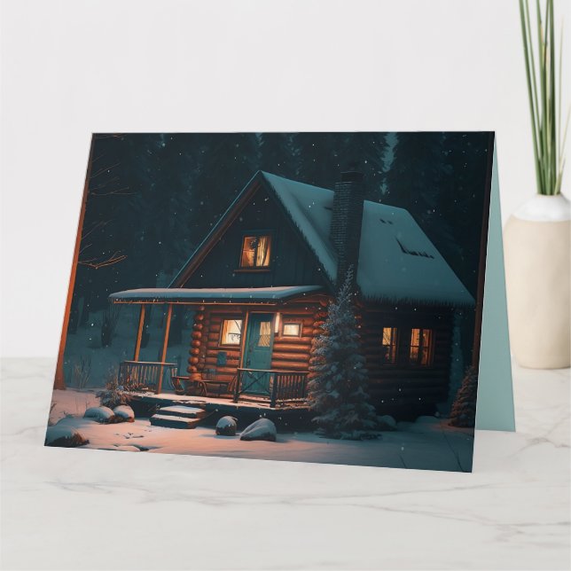 LOG CABIN BIRTHDAY GREETING CARD (Front)