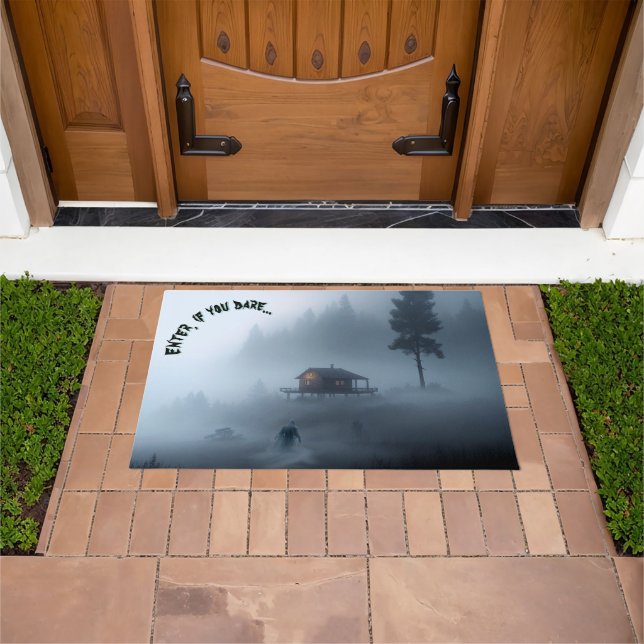Log Cabin by the Haunted Lake Doormat (Outdoor)