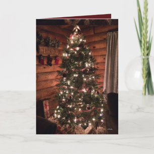 LOg Cabin Christmas Holiday Card