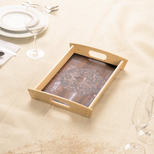 Log Cabin Cork Wreath Serving Tray