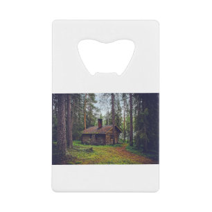 Log Cabin Cottage House Home Finland Landscape Credit Card Bottle Opener
