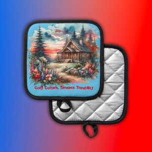 Log Cabin Cozy Corners, Timeless Tranquillity   Pot Holder