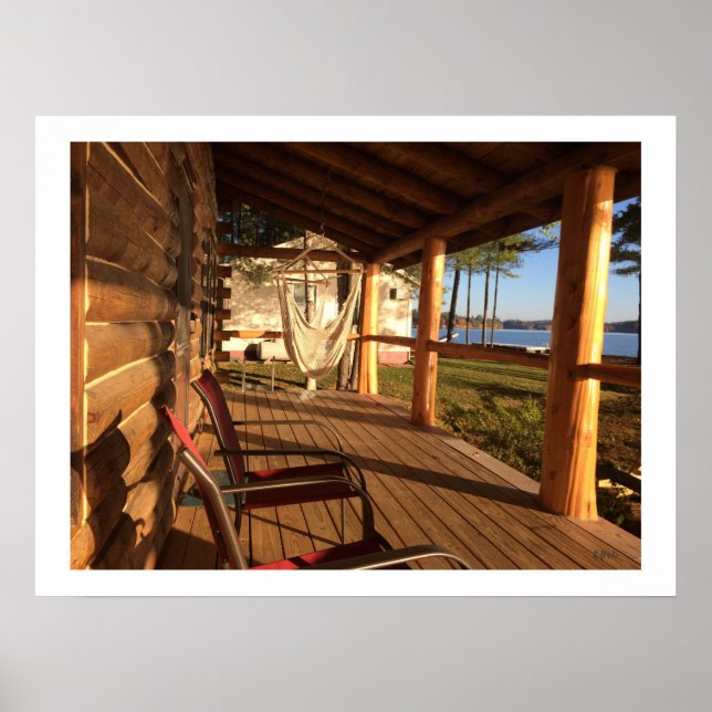 Log Cabin Front Porch and Swing Poster (Front)