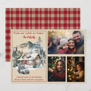 Log Cabin in the Mountains Christmas 3 Photo  Holiday Card