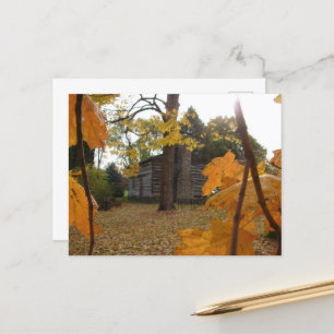 Log Cabin in Washington, Iowa in Autumn Postcard