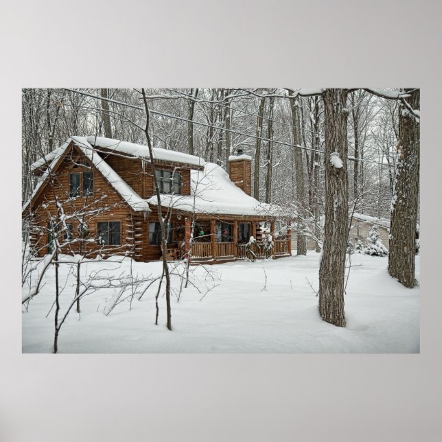 Log Cabin in Winter Poster (Front)