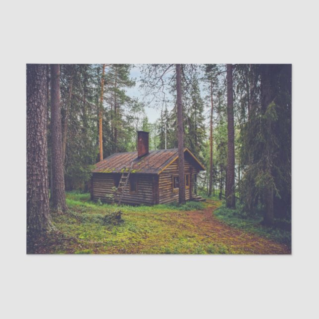 Log Cabin in Woods Decoupage Tissue Paper (Front)