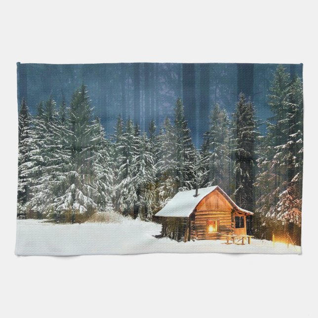 Log Cabin Kitchen Towel (Horizontal)