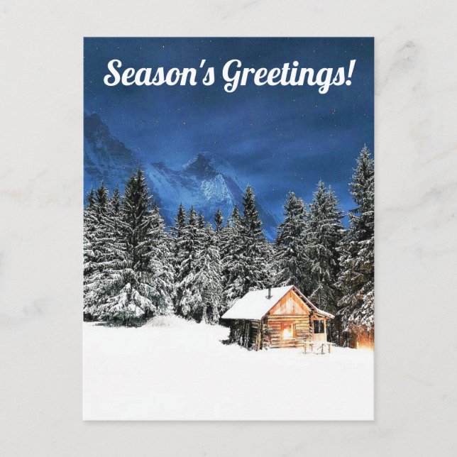 Log Cabin Mountain View Holiday Postcard (Front)
