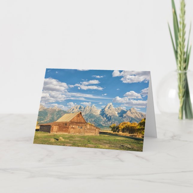 Log Cabin Near Mountain Range Card (Front)