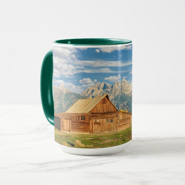 Log Cabin Near Mountain Range Mug (Front Left)