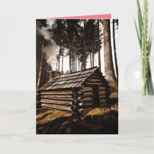 LOG CABIN OFF THE GRID CHRISTMAS CARD