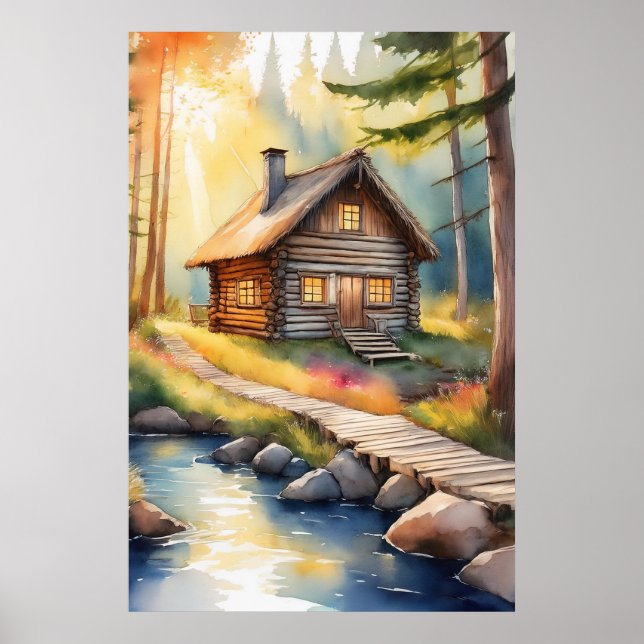 Log Cabin on River 3 Poster (Front)