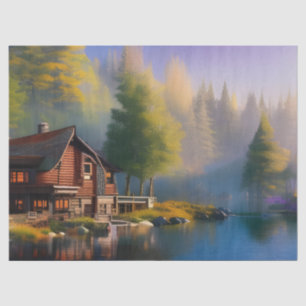 Log Cabin on the Lake Tissue Paper