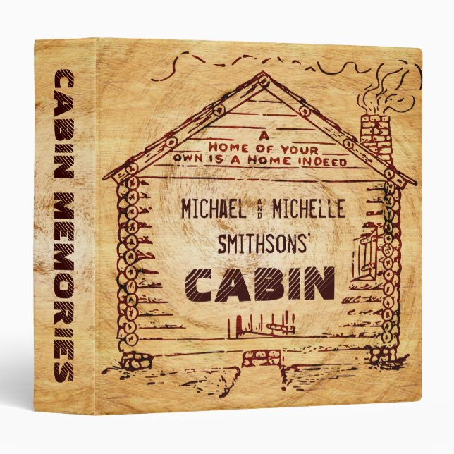 Log Cabin Personalized Faux Wood Binder (Front/Spine)