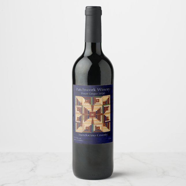Log Cabin quilt Wine Label (Front)