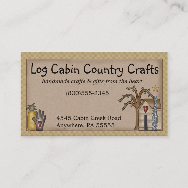 Log Cabin Rustic Primitive Country Business Card (Front)