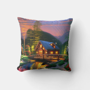 Log Cabin Vibes Throw Pillow