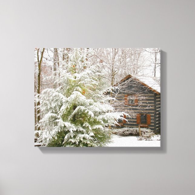Log Cabin Winter Canvas Print (Front)