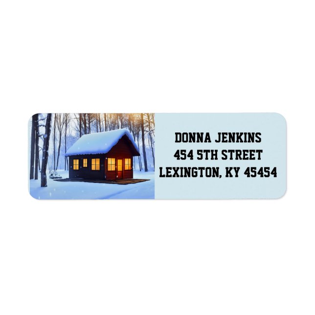 LOG CABIN WINTER SNOW RETURN ADDRESS LABELS (Front)